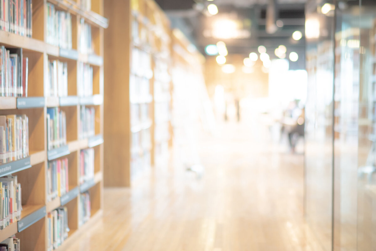 books on shelves in a library