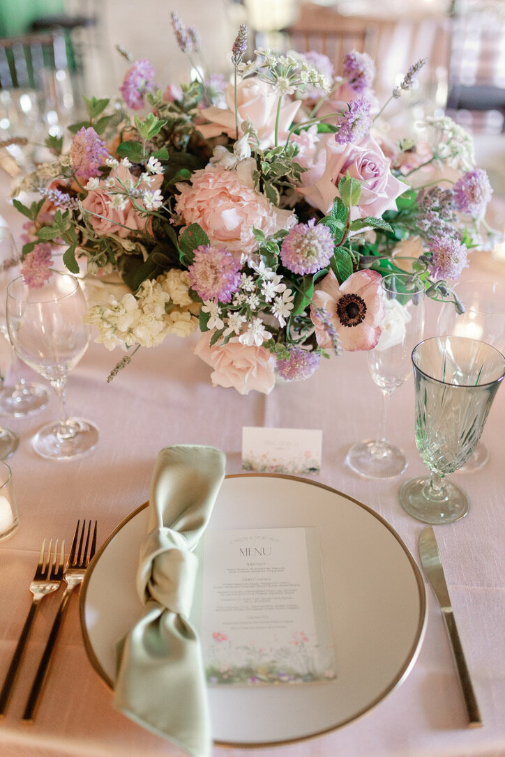 spring wedding, green, blush accents , garden centerpiece
