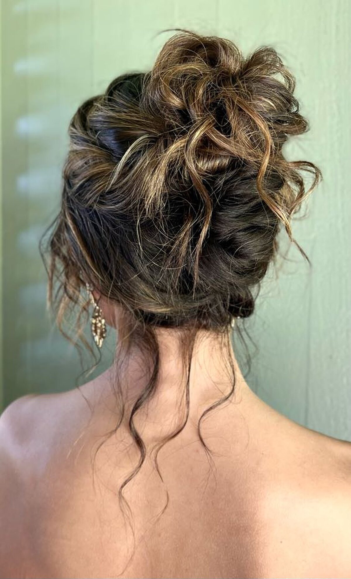 messy French twist high bun updo