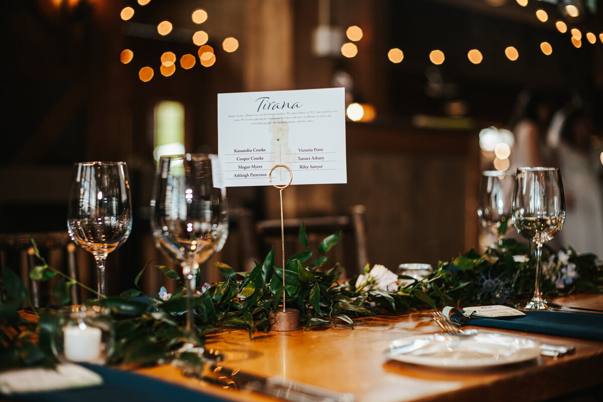 wedding reception table numbers with seating chart