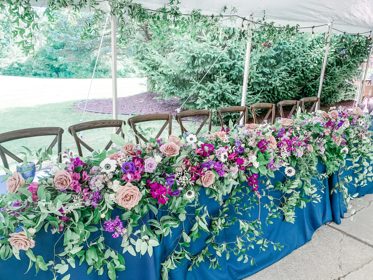 East Lansing Florist Michigan wedding planner head table purple