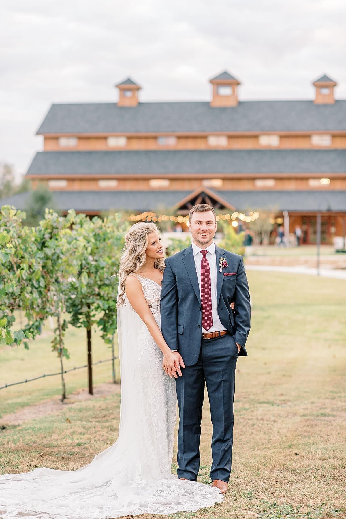 Bride and Groom Portraits at the Weinberg at Wixon Valley in Bryan Texas photographed by Alicia Yarrish Photography
