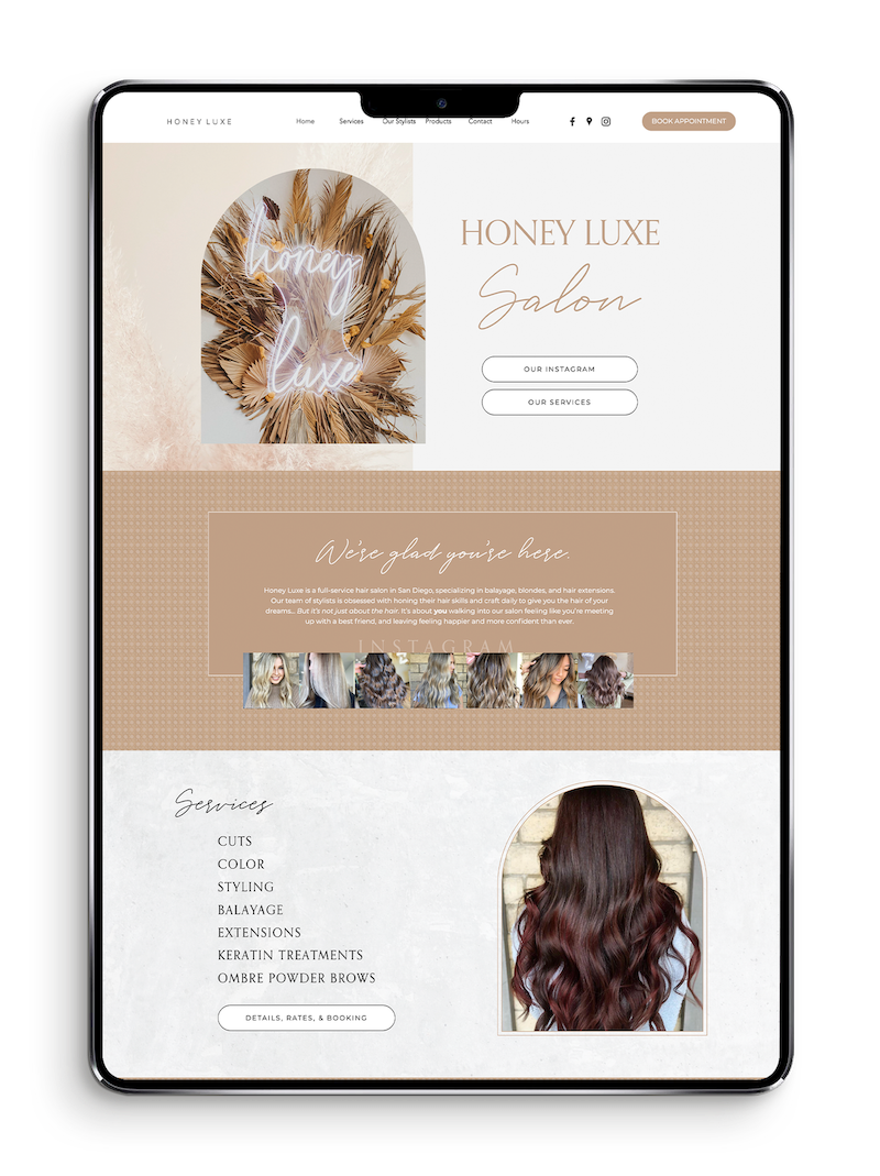 Honey-Luxe-Hair-Salon-Web-Design