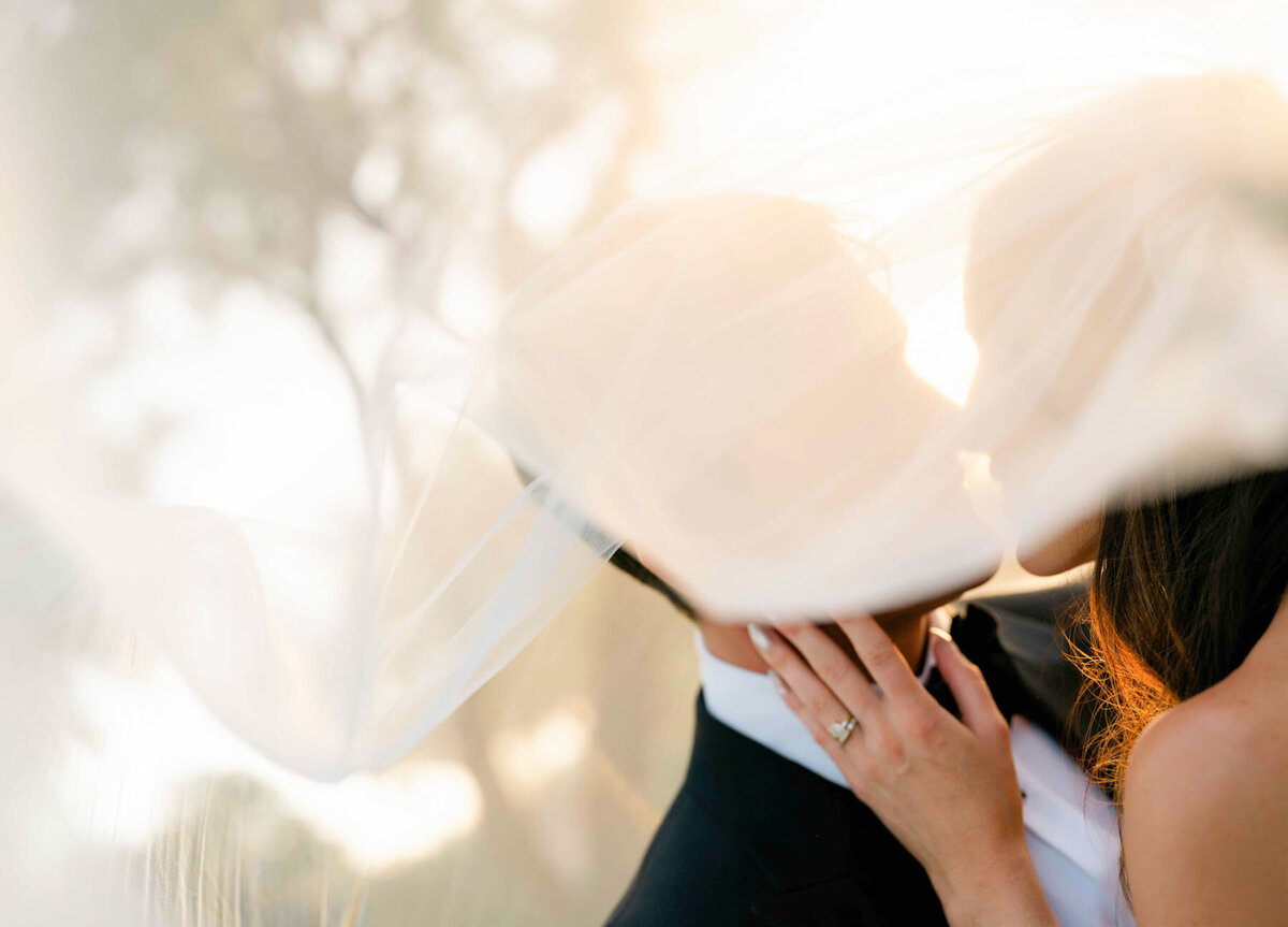 Bride & groom portrait during golden hour at la paloma.