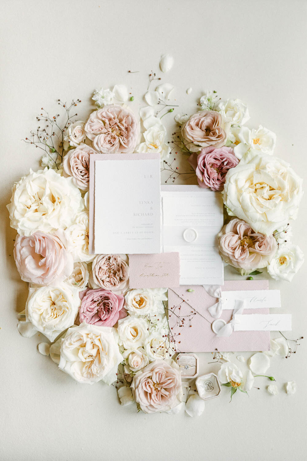 Wedding flower flat lay
