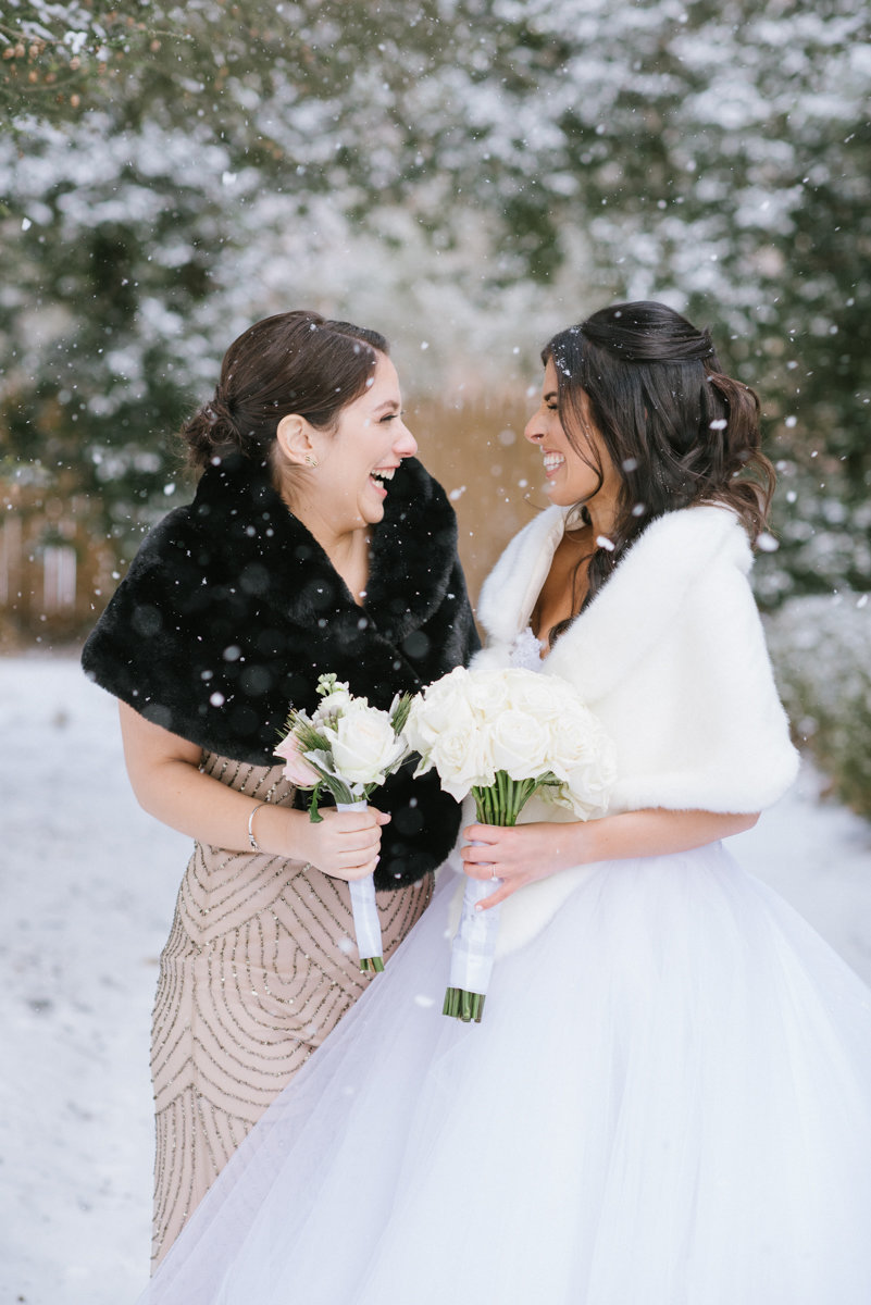 Winter wedding in the snow at The Ryland Inn