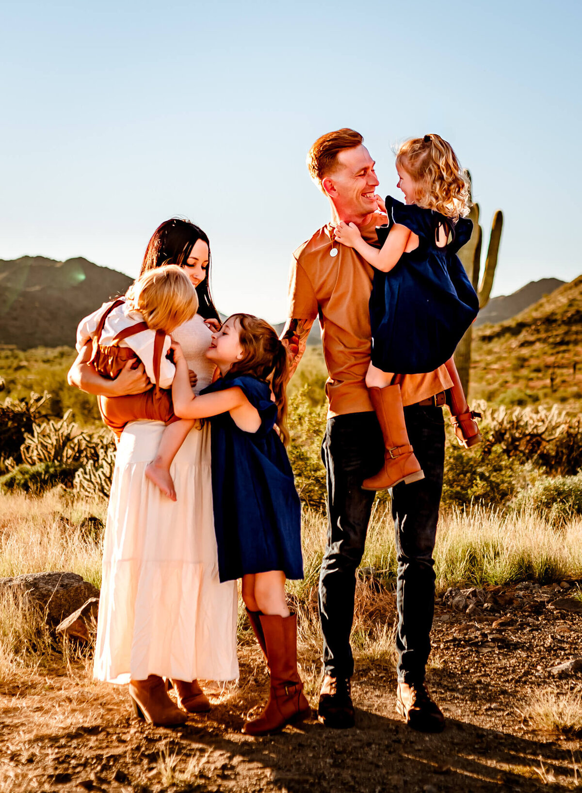 family playing in the desert by AZ family photographer Amber Herrera