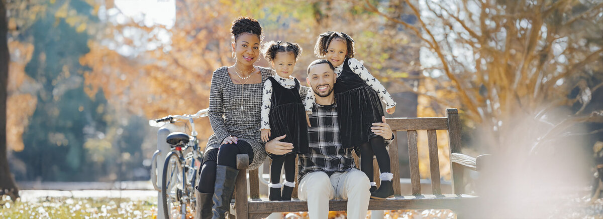 Family Portrait Photographer | Family smiling together during outdoor portrait session on the Princeton University campus | Princeton, New Jersey
