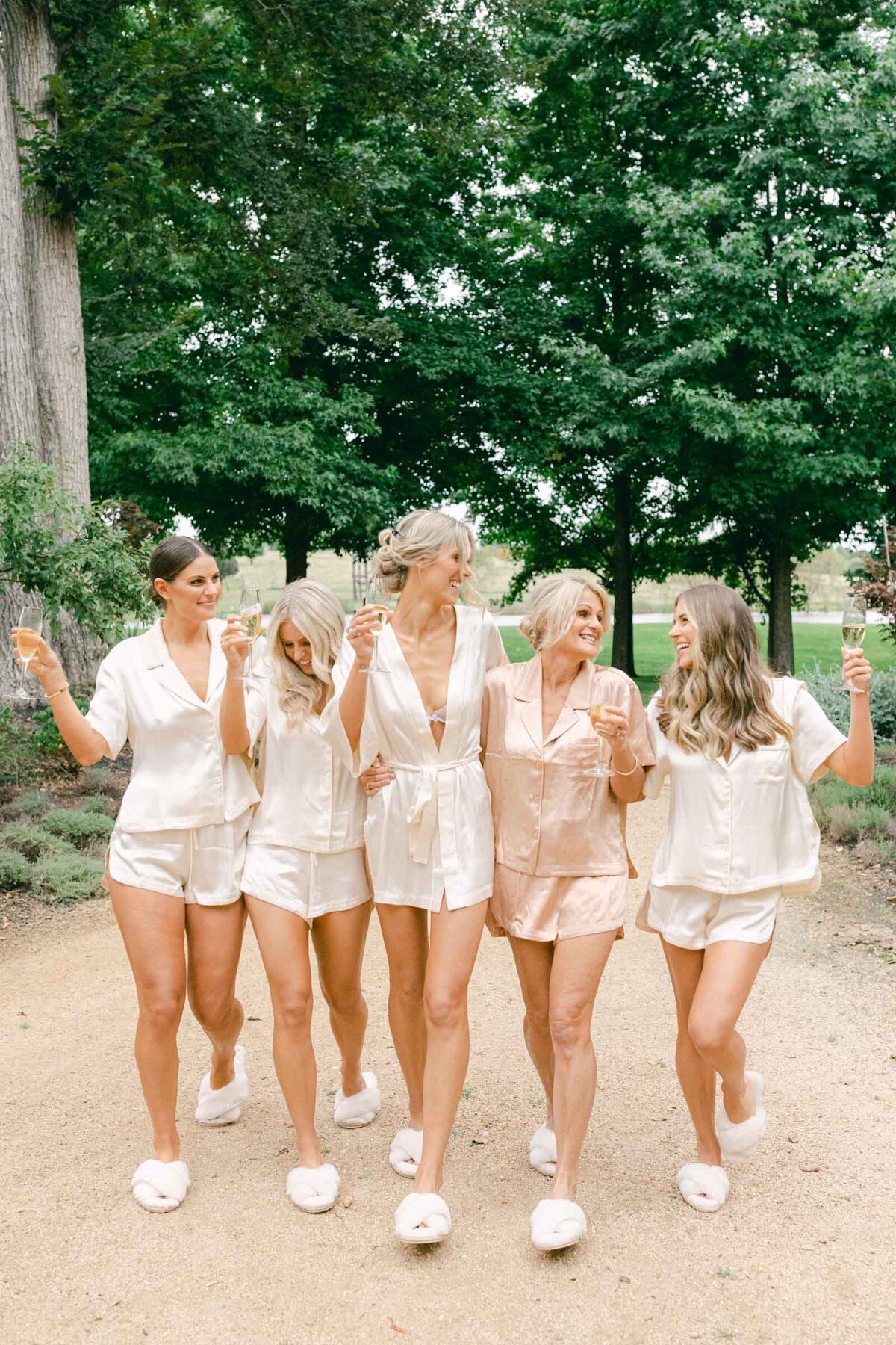 Bridesmaids and champagne