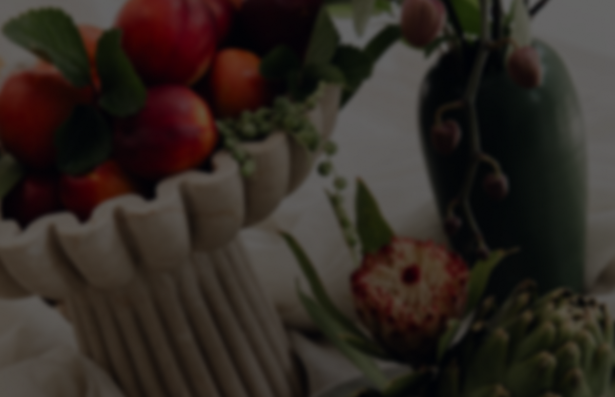 still life-style image of fruit and flowers 