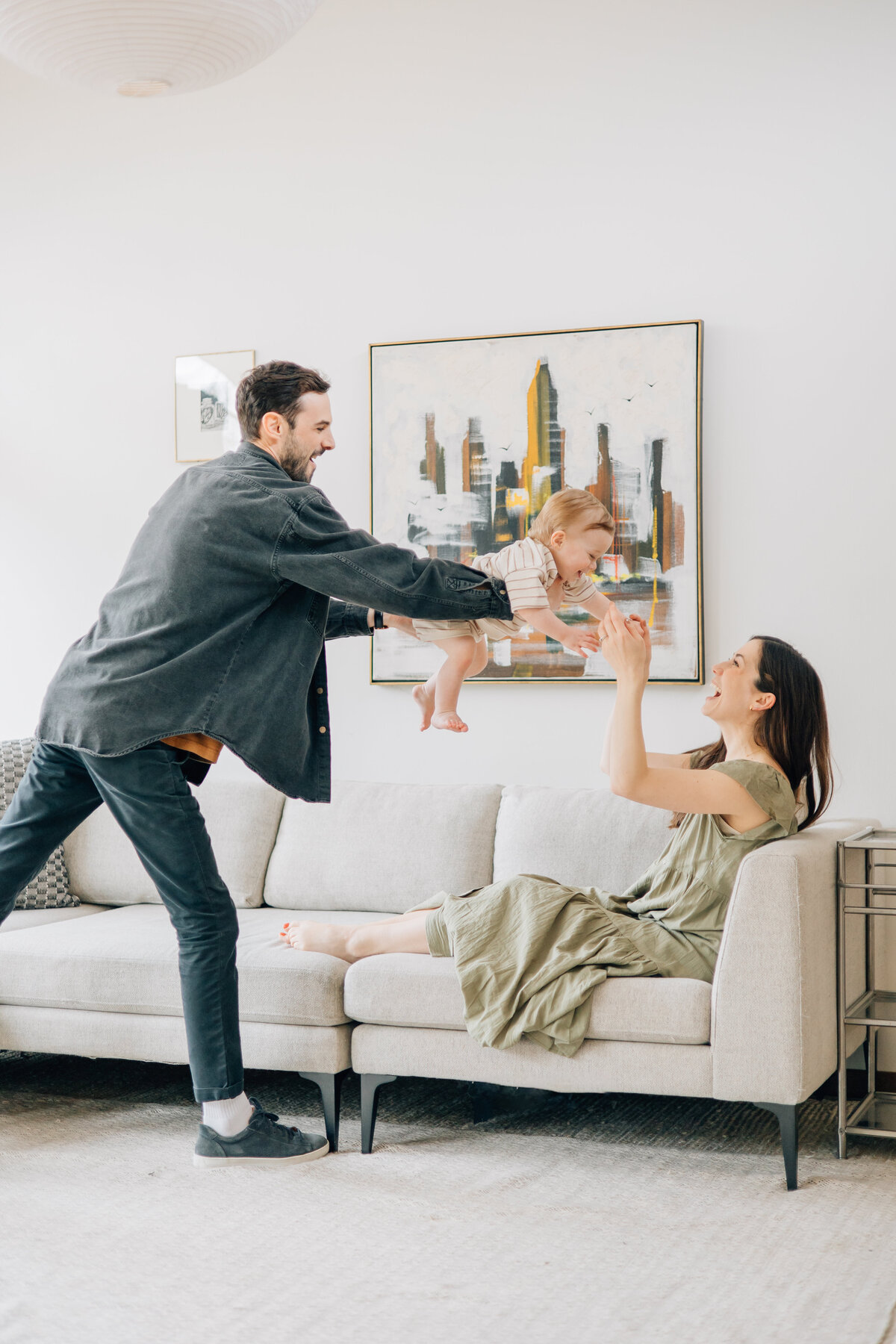 In-home family session honoring one year old son located in Denton, TX