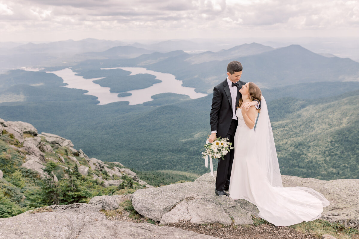 Romantic bride and groom mountain elopement photo during their Lake George elopement at the Adirondacks