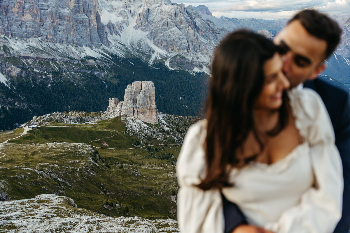 Couple eloping in Dolomites