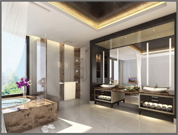 Luxury hotel bathroom interior design