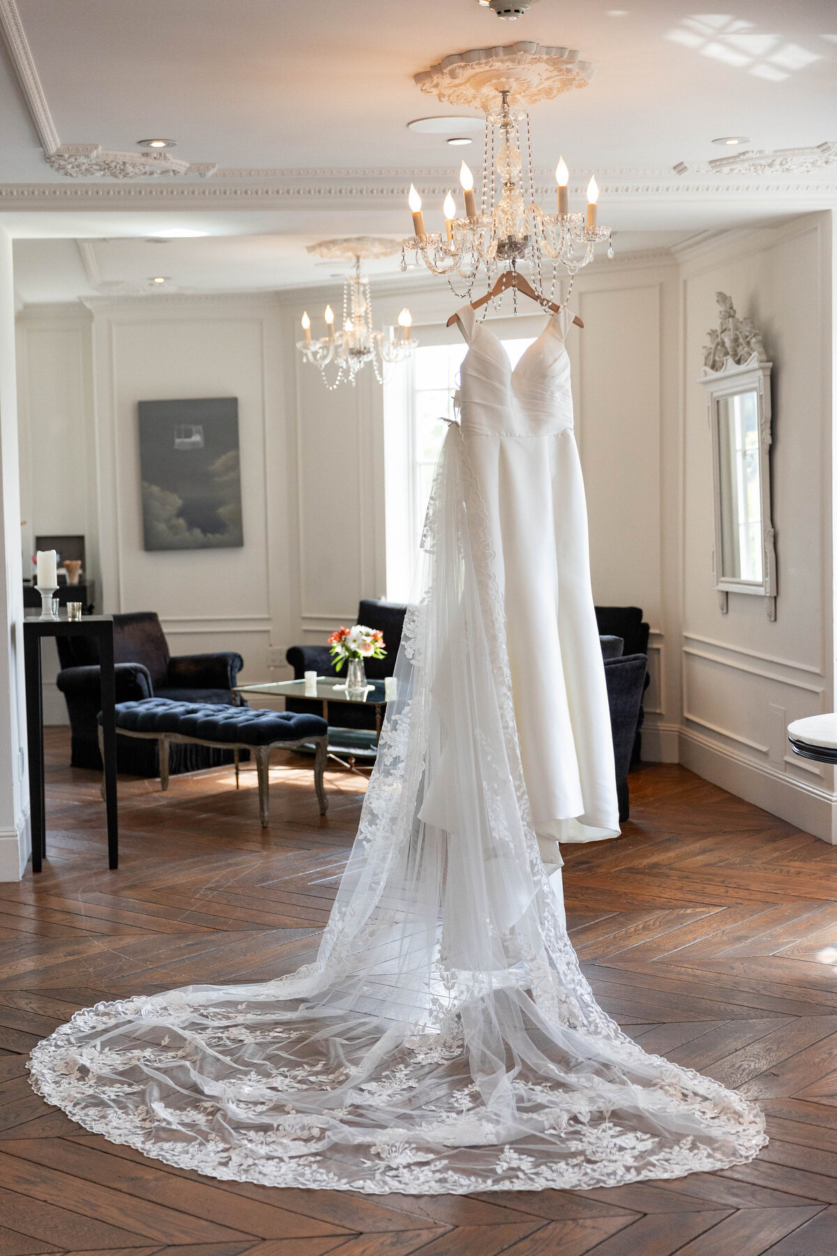 Wedding dress hanging