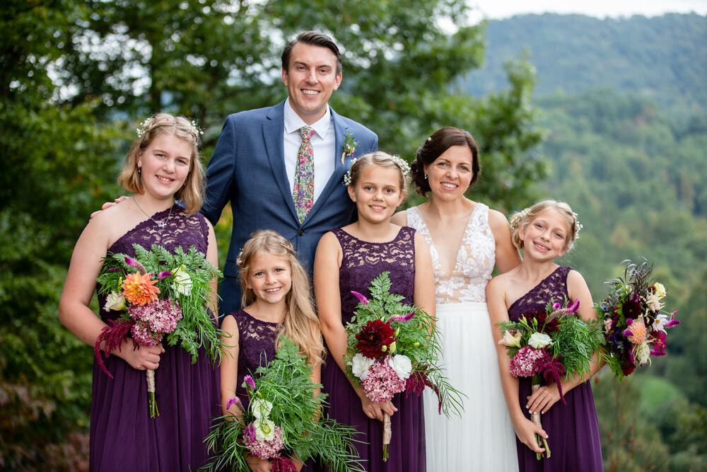 blended family on their wedding day