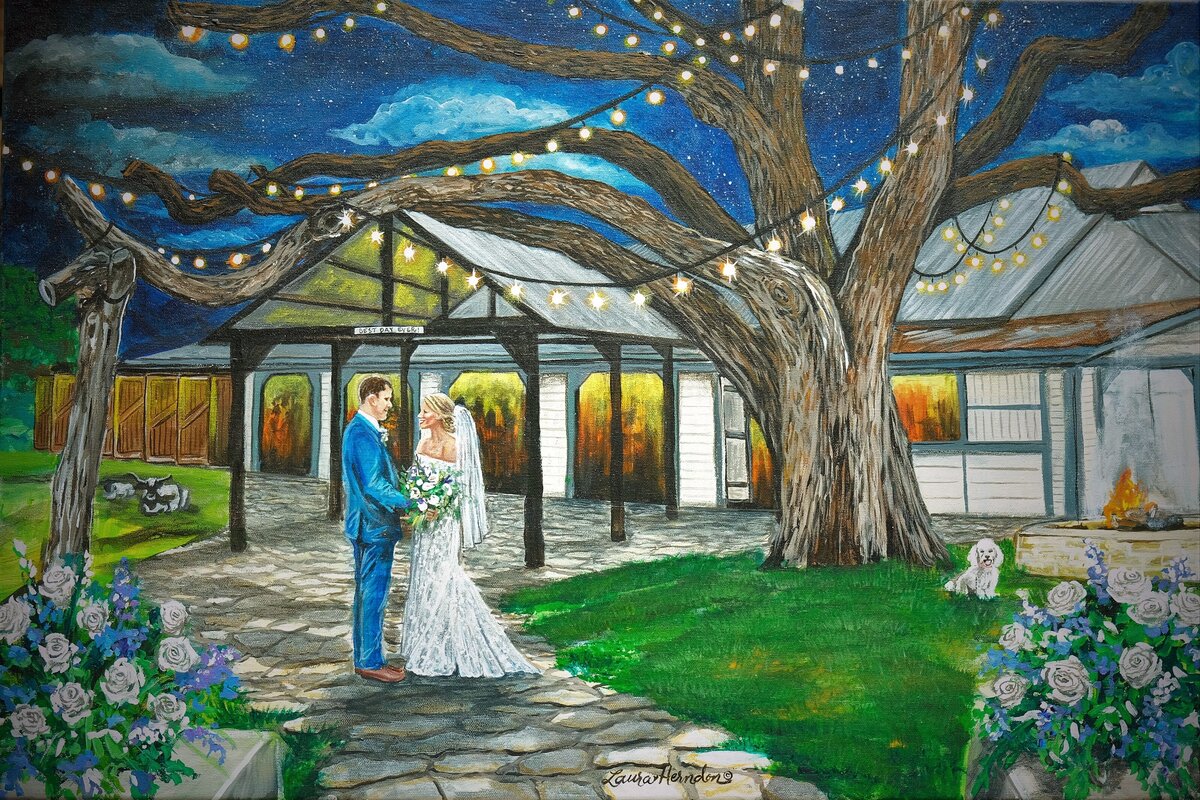 don strange ranch live wedding painting by Laura Herndon