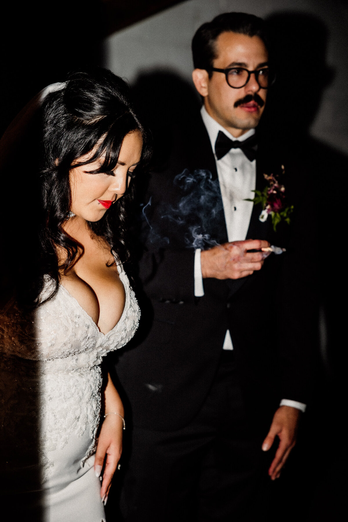Archer Inspired Photography - Christina and Jake Wedding - Smog Shoppe Los Angeles - Night Flash Couple Photos-46