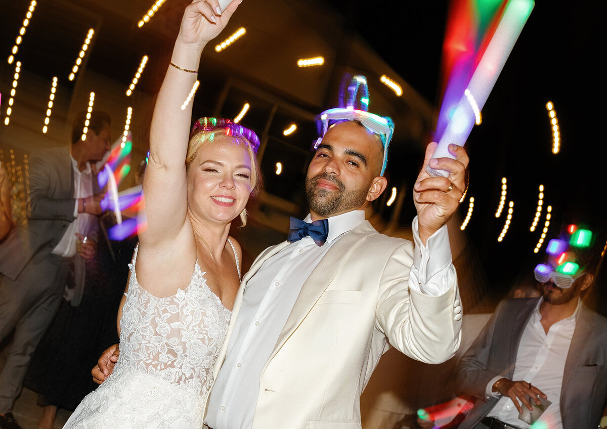 Fun and candid newlywed dance moment at Kelly and Rafael’s Islamorada wedding.