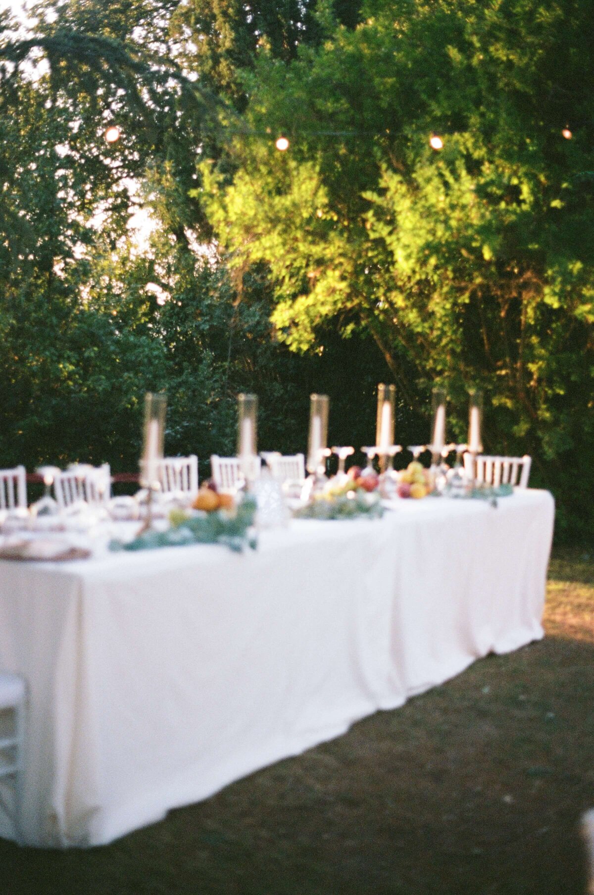 A wedding photo of the bride and grooms dinner table at Laticastelli in Tuscany Italy