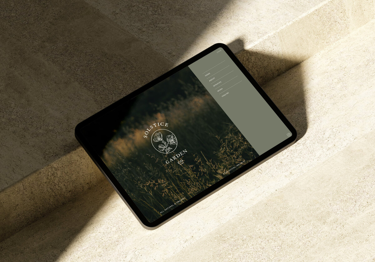 Landscaping website design mockup on iPad