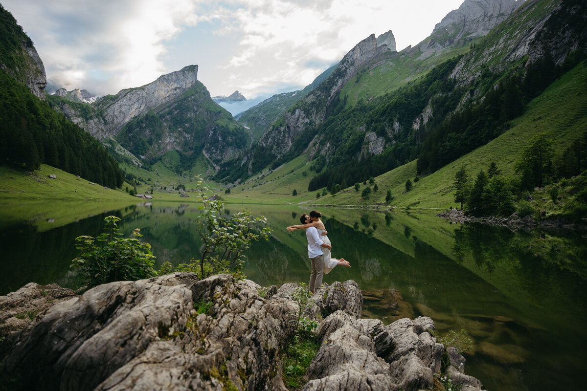 Switzerland Seealpsee lake elopement