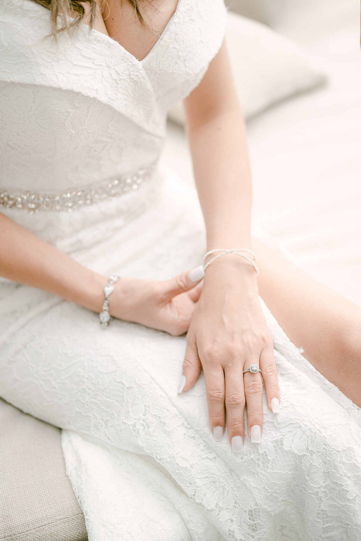 Engagement ring and bracelet of the bride