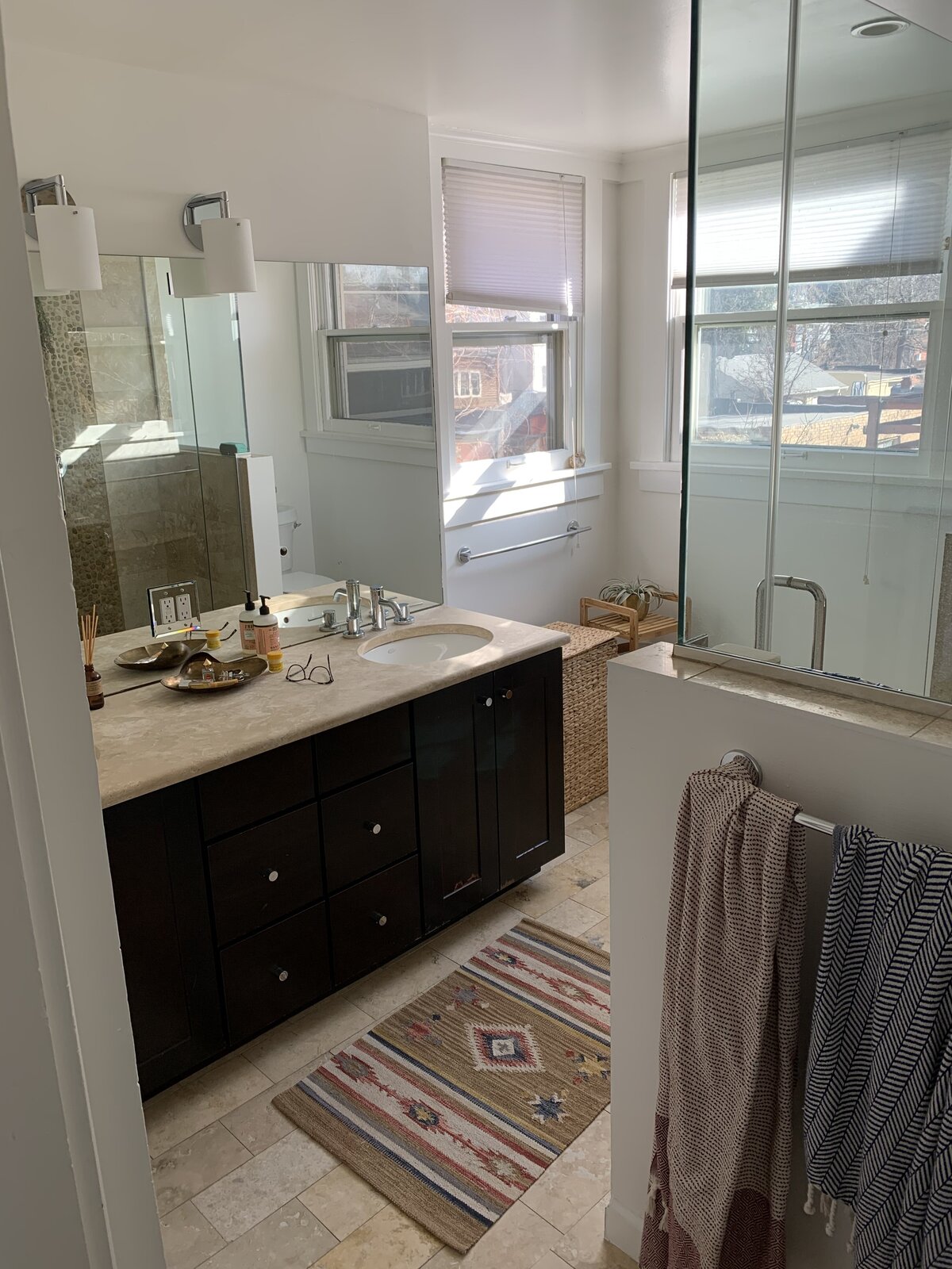 residential interior design: Lafayette primary bath before