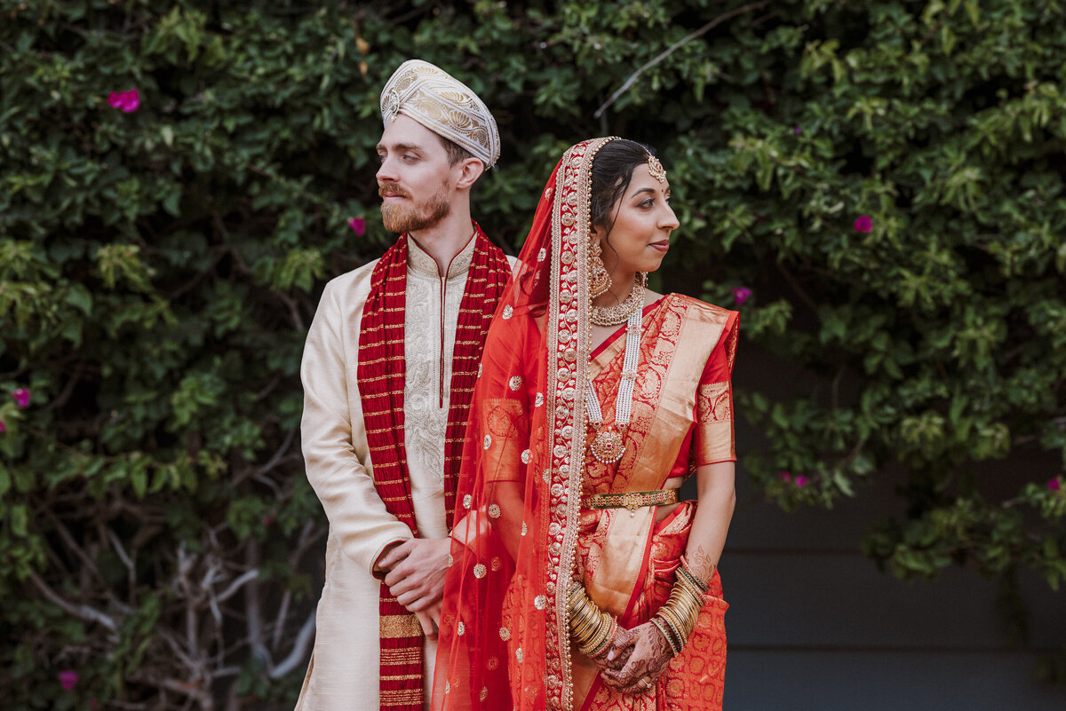 south asian american wedding in california red