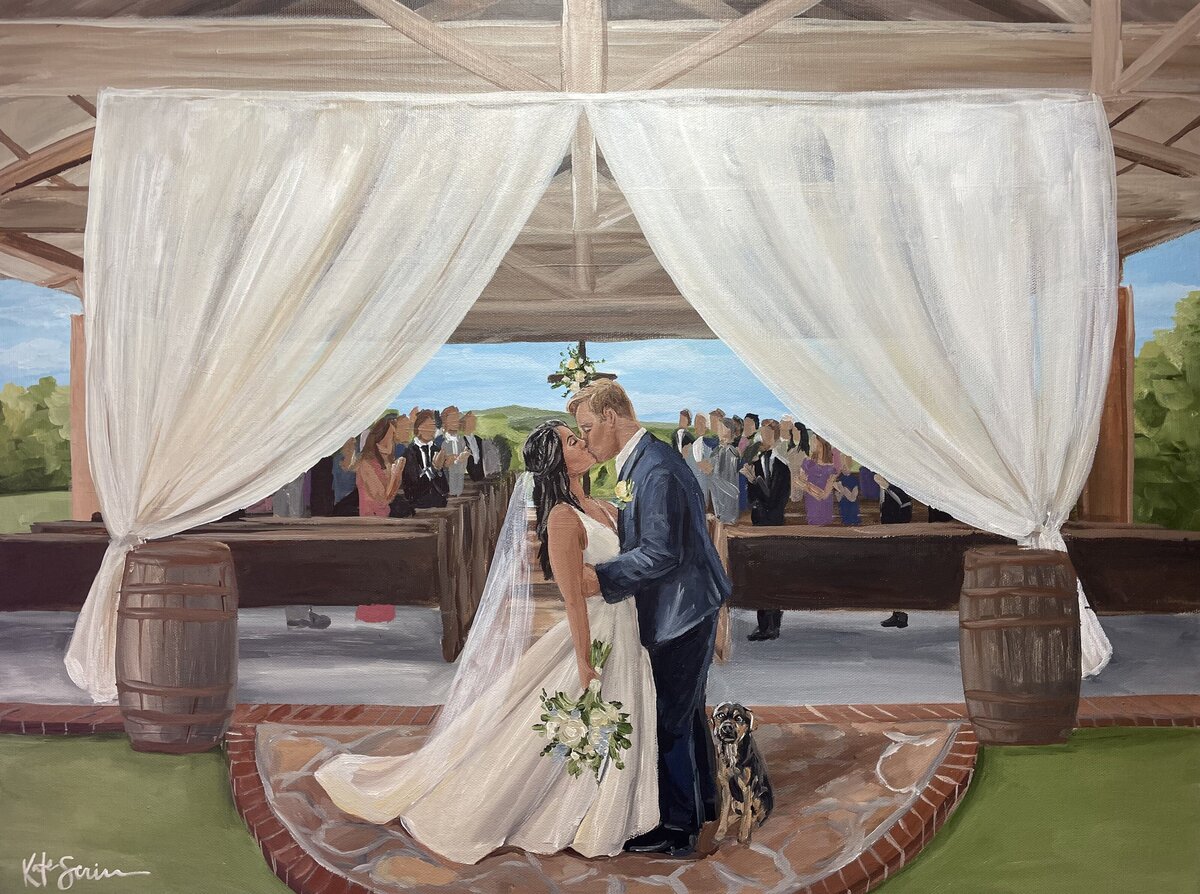 painting of bride and groom