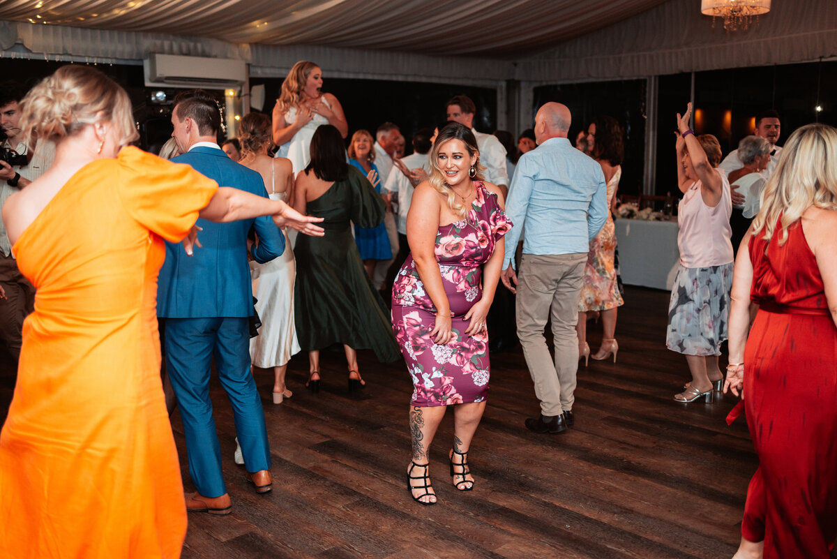 Wedding guests having fun at Tegan & Brad's beautiful wedding reception