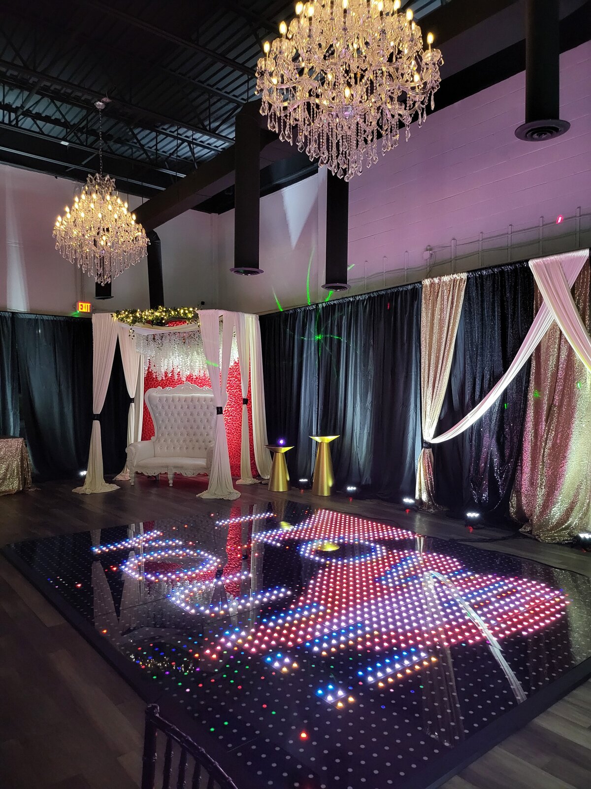 LED Dance Floor and Throne Chair Rental in Metro Detroit Event Space 1
