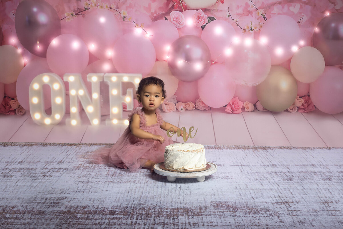 one year old child  cake smash in the dmv area