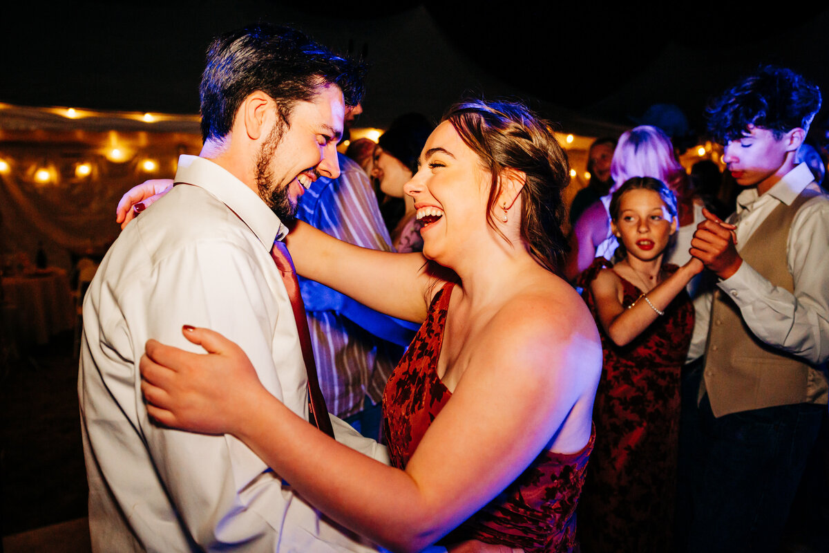 Guests dancing at private residence wedding in Choteau, MT