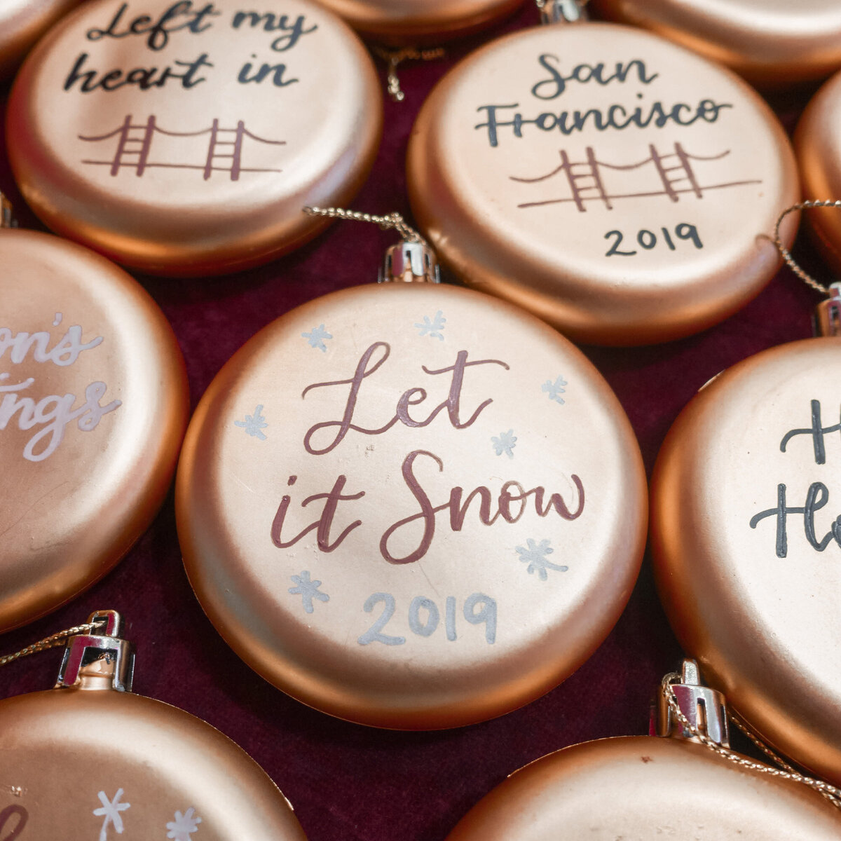 Ornaments personalized on site with calligraphy at an airport store