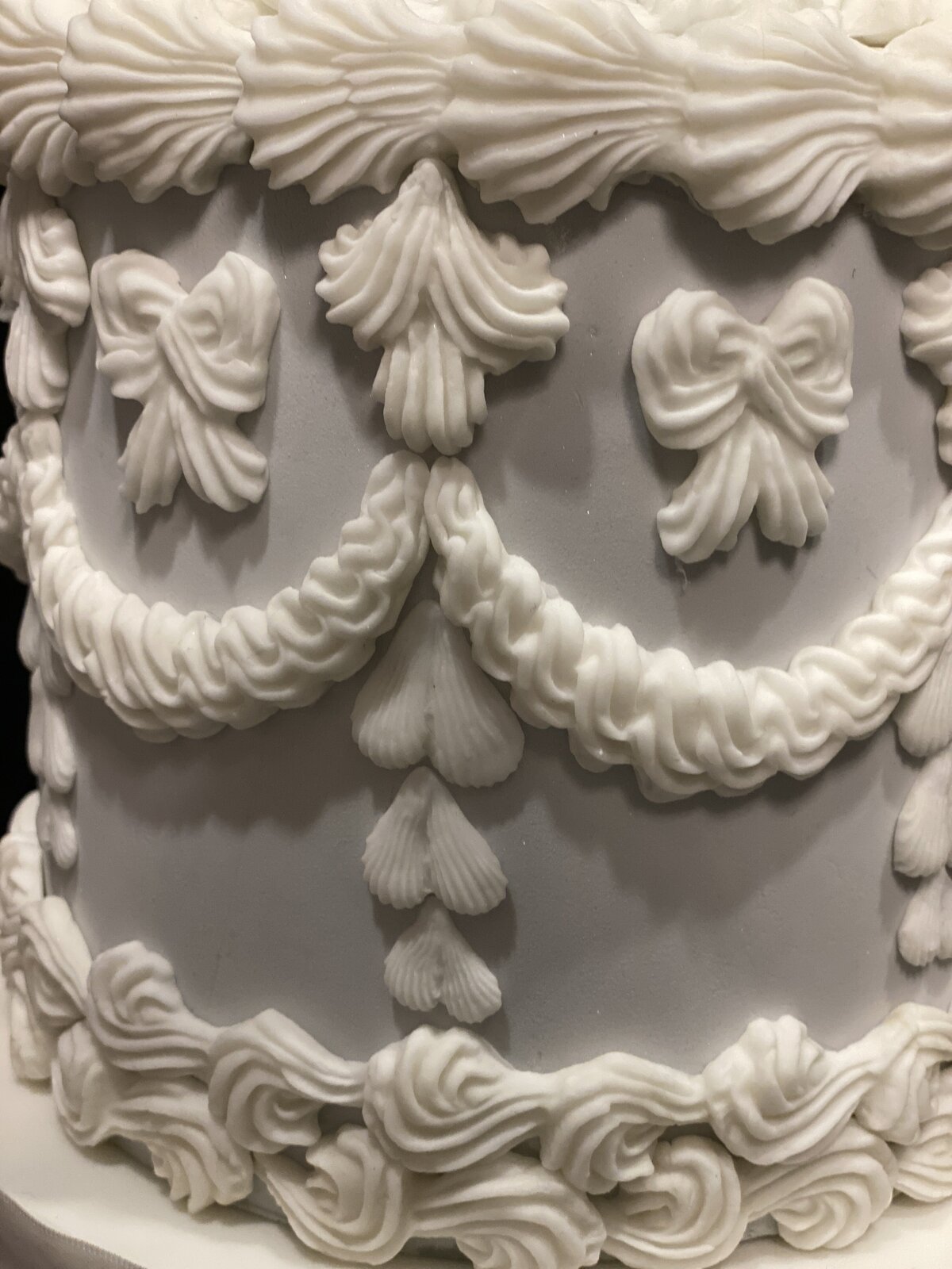 Grey and white lambeth birthday cake