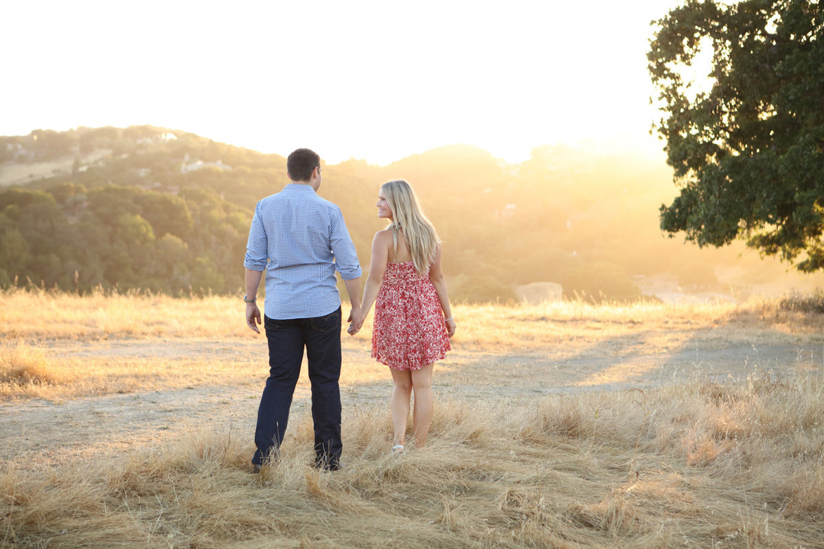 Sunny portraits of bride and groom to be; engagmeent photoshoot northern california