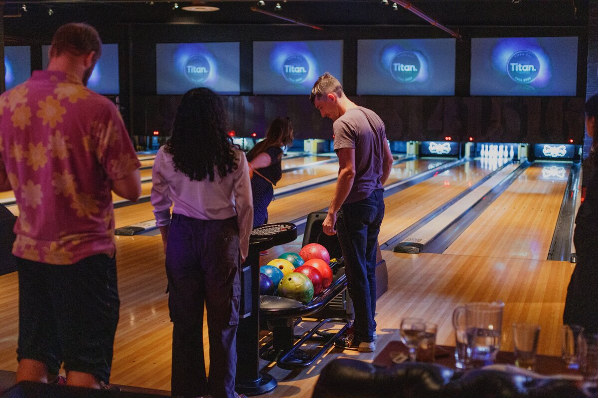 Guests enjoying a bowling activity.