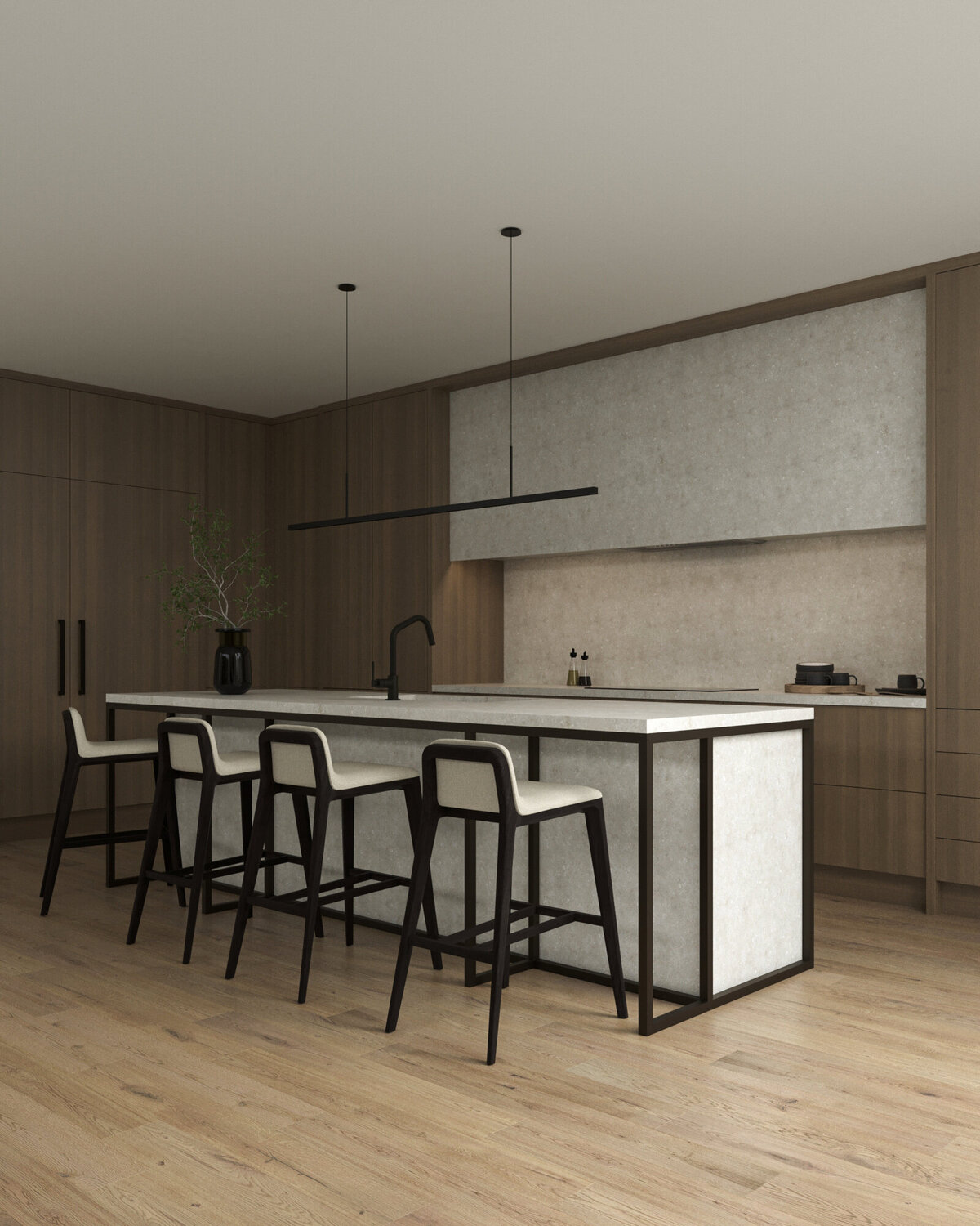 modern kitchen with warm finishes