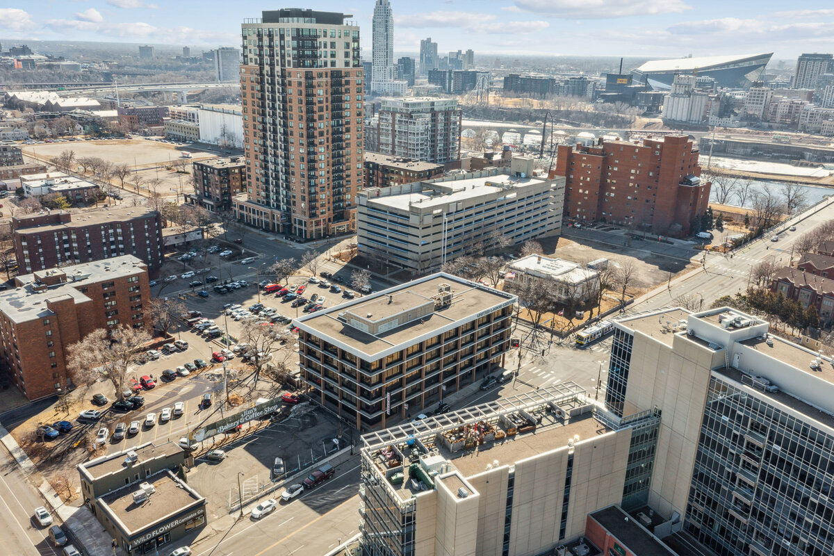 Aerial view of Stone Arch Bridge Project in Minneapolis, Minnesota 