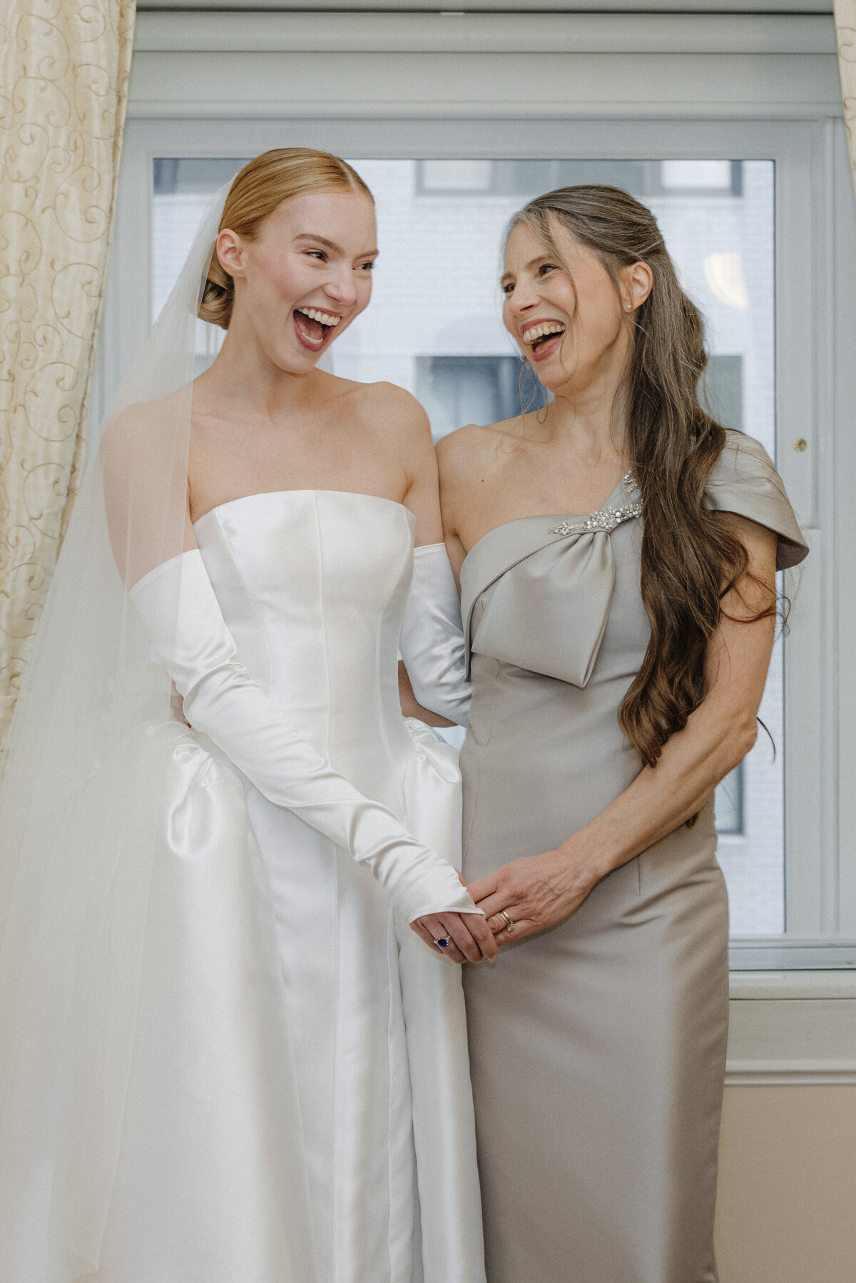 bride and mom portrait in nyc