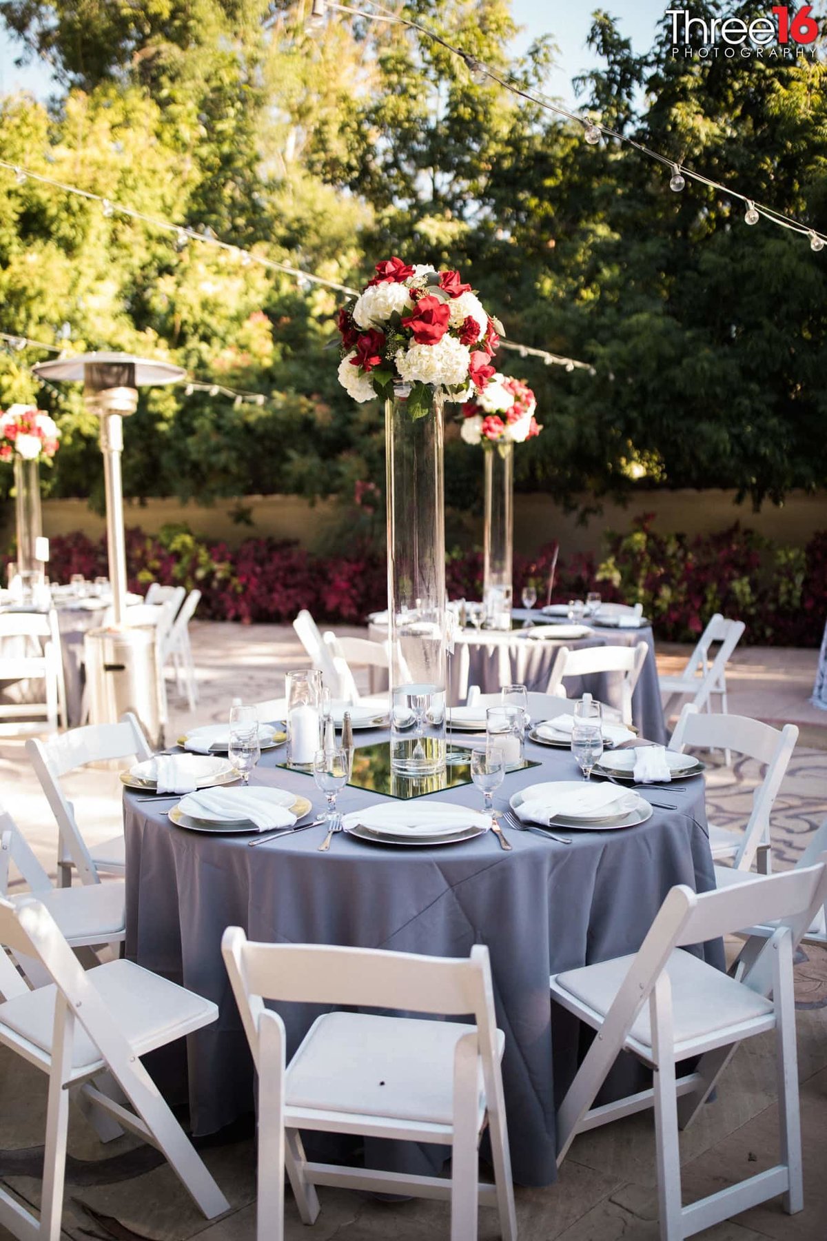 Table setup at an Eden Gardens wedding reception