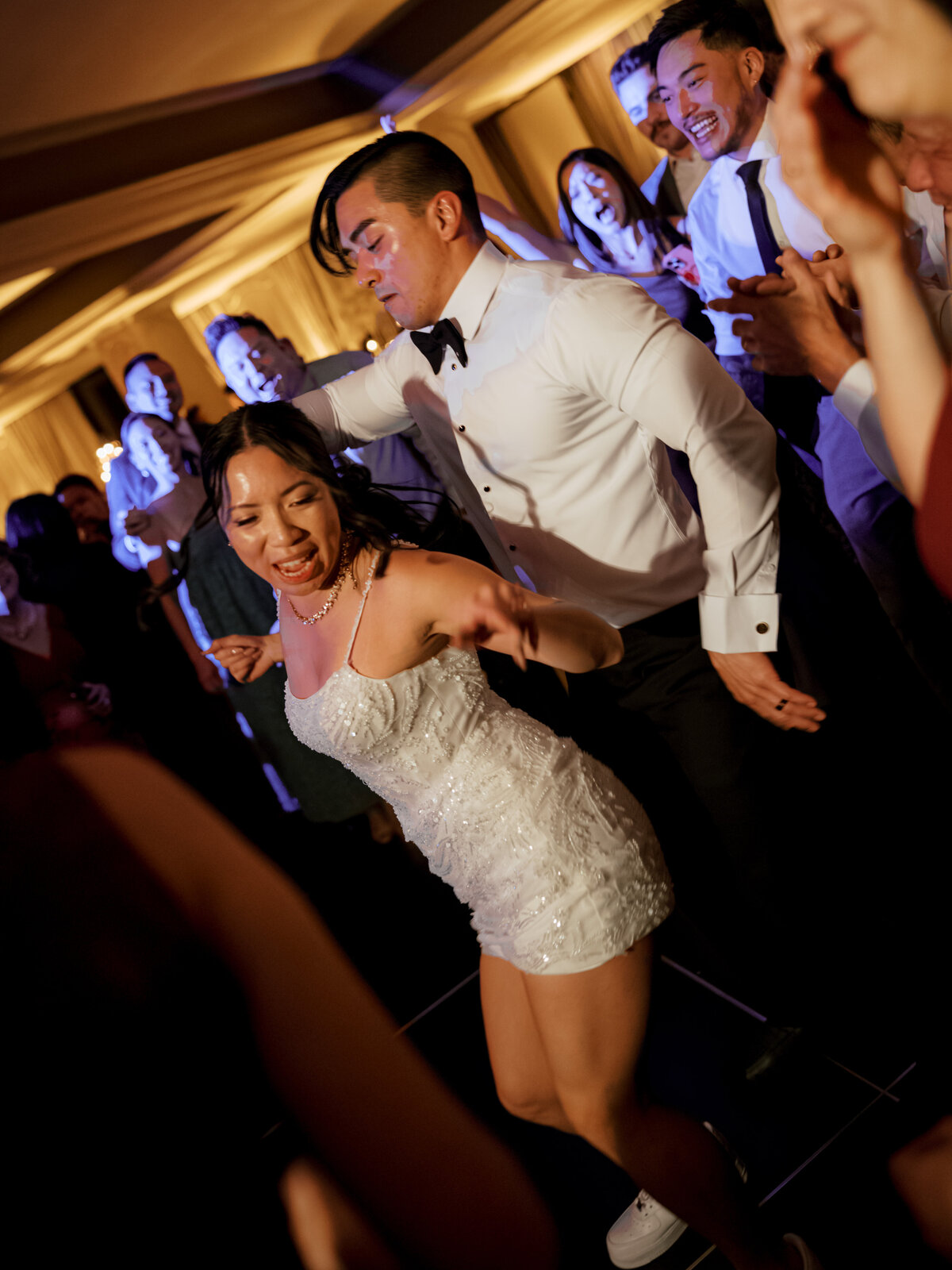 A photo of the couple during their wedding reception at the Hotel Zaza wedding in Houston.