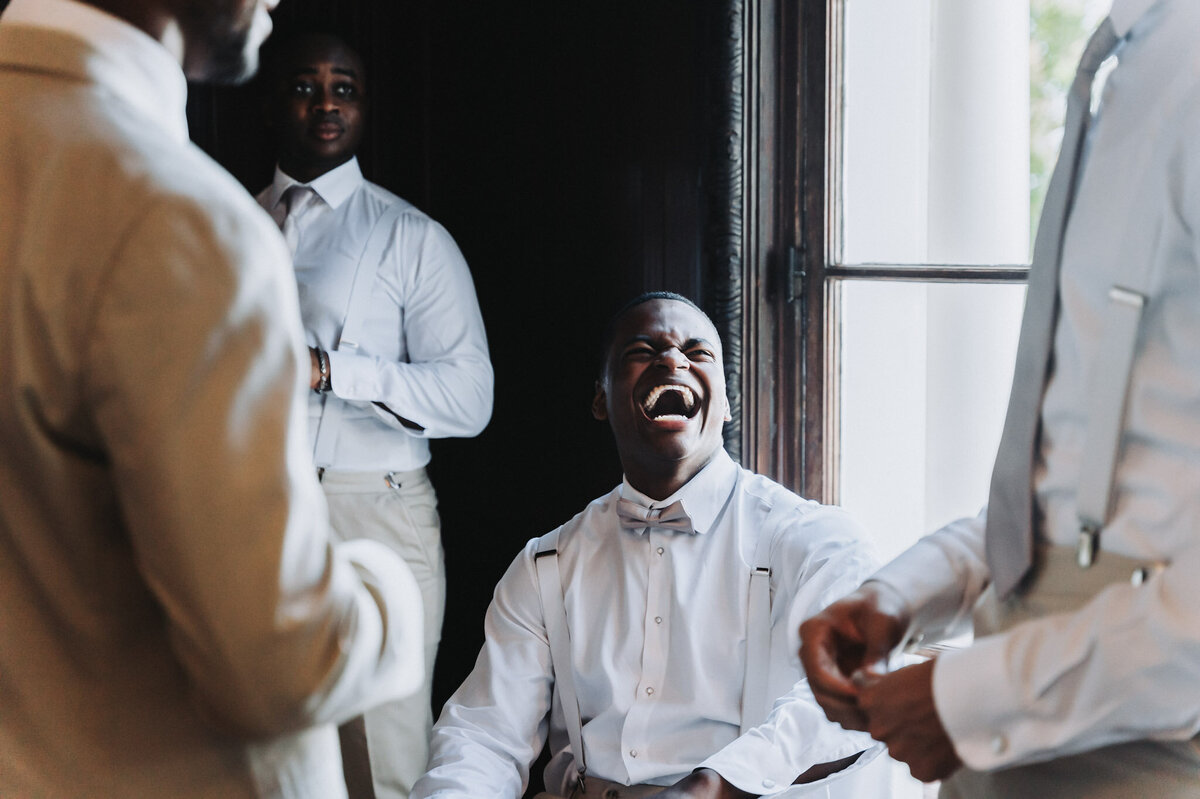 laughing groom - Baltimore wedding photography