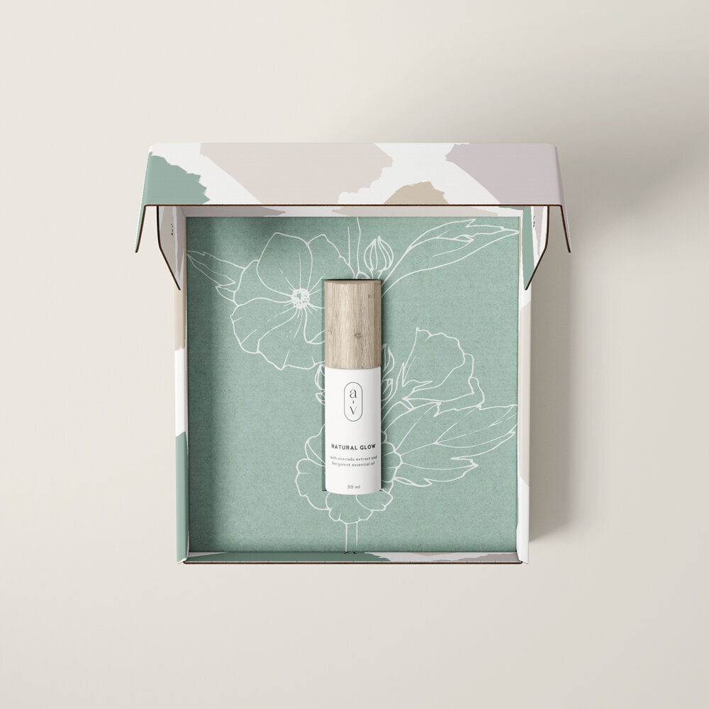 logo and packaging design for organic skincare brand