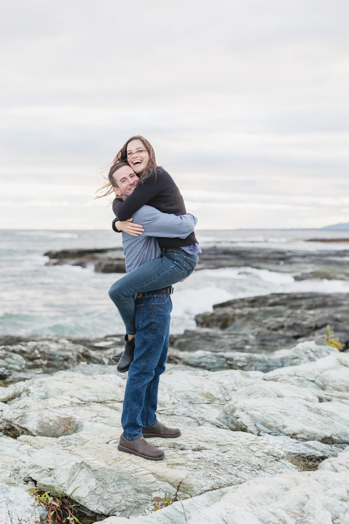 Fun joyfilled engagement session on the coast of Rhode Island