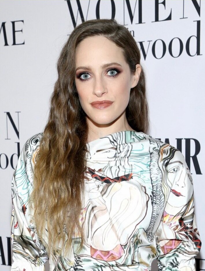Carly Chaikin attending a party in Hollywood with a purple smokey eye