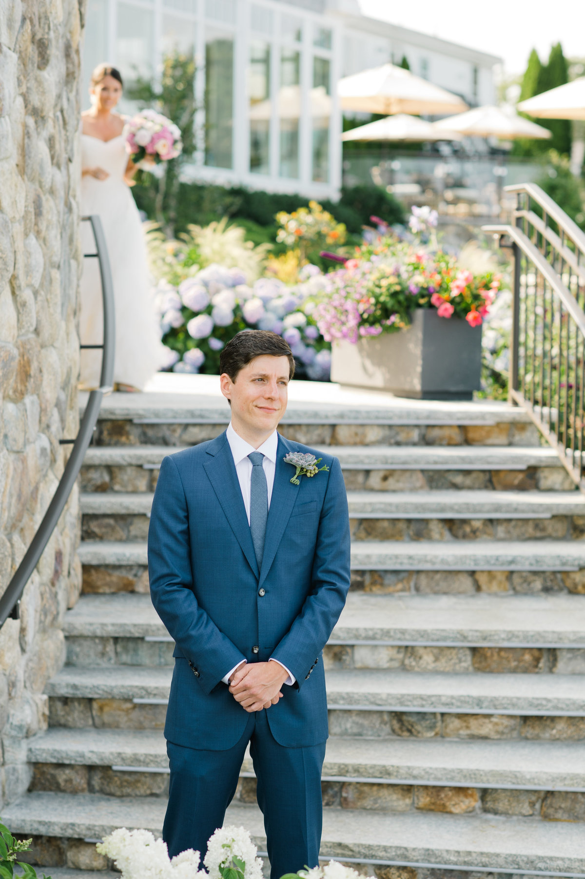 Groom awaits bride first look