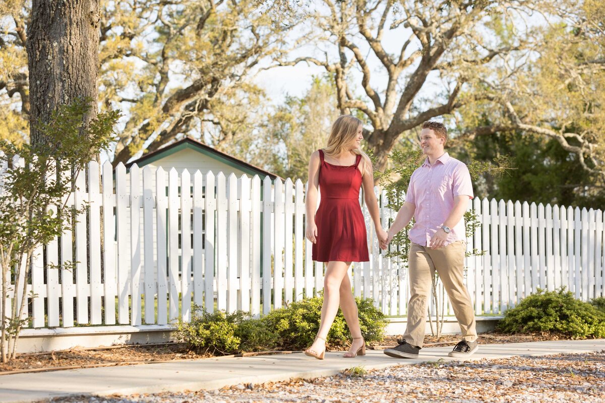 Juliana and Logan's engagement session at the lighthouse at the Pensacola  Naval Station in Pensacola, Floirda.