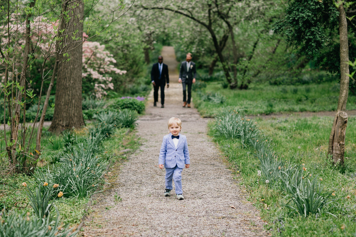 Cutest ring bearer at this spring wedding at Bartram's Garden.